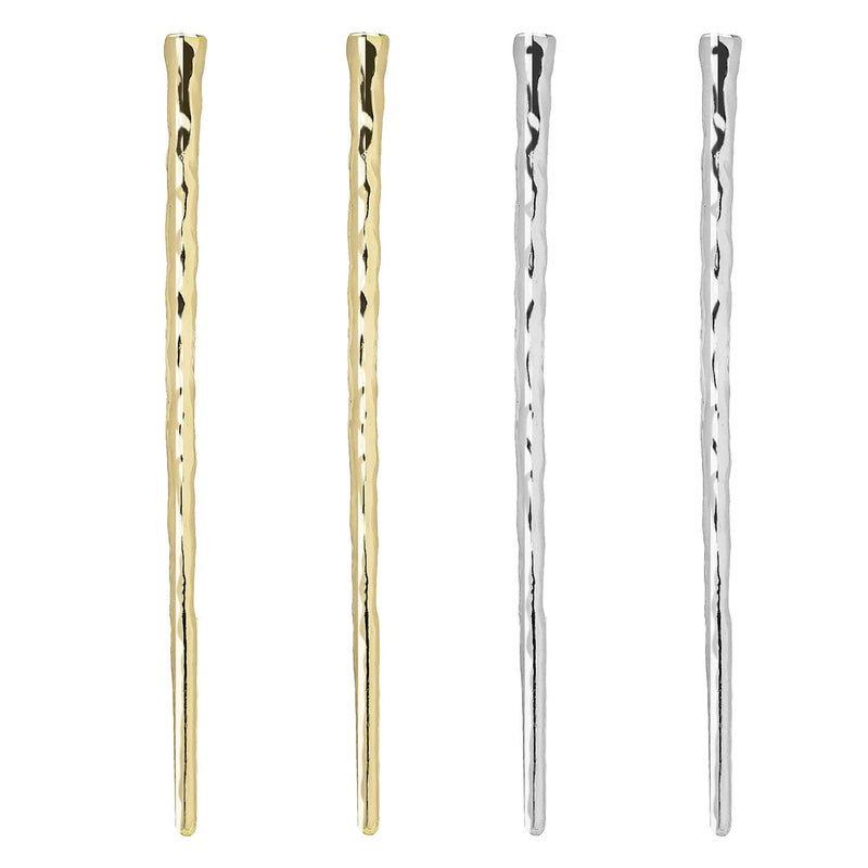 RAYNAG 4 Pack Bun Hair Sticks Metal Hair Chopsticks Charms Girl Women Hair Pin, Alloy Hair Pick, Gold and Silver (4.9inch) - Image 1